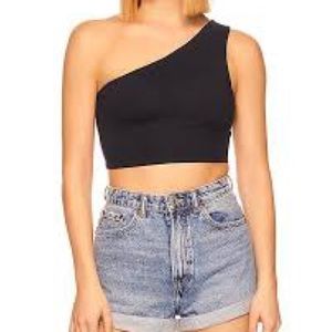 Susana Monaco Black One Shoulder Top